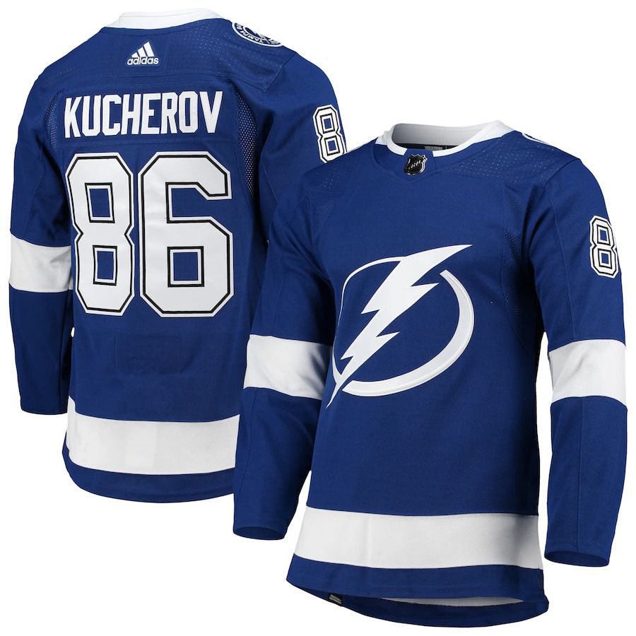 Men Tampa Bay Lightning #86 Nikita Kucherov adidas Blue Home Primegreen Authentic Pro Player NHL Jersey
